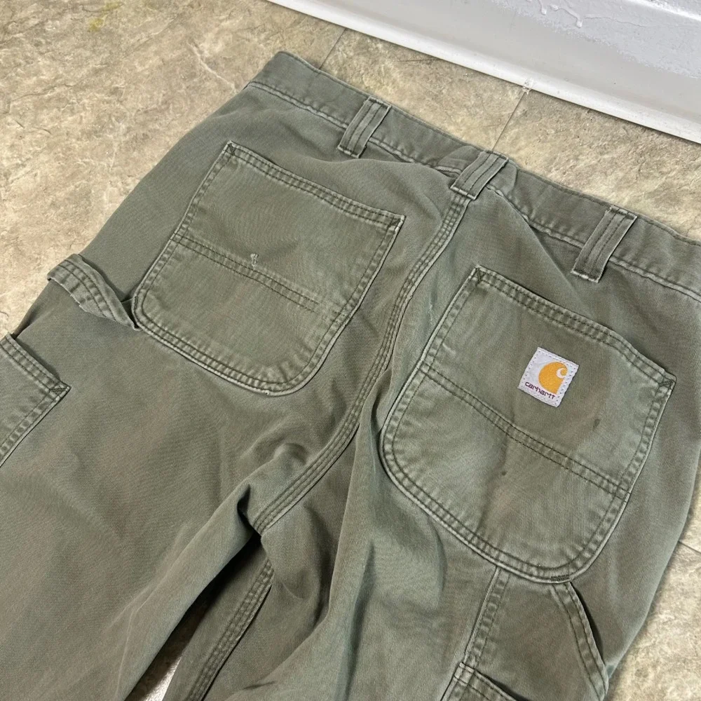 Carhartt Carpenter Work Pants Mens 32x34 Moss Green Canvas Utility - Picture 9 of 11